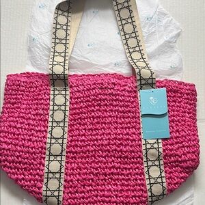 Chic Pink Woven Tote by [Brand]